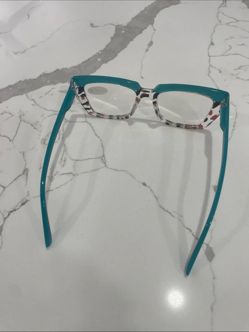 Teal Patterned Reading Glasses +3.00 Strength